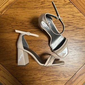 *WORTHINGTON* Tan Open-Toe Block Heels Size 8.5